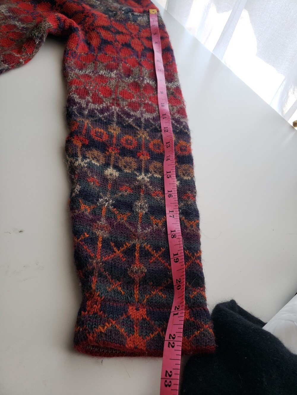 Intiwara 100% Soft Alpaca Red Multicolor Patterned Knit Cardigan Sweater - Picture 11 of 11